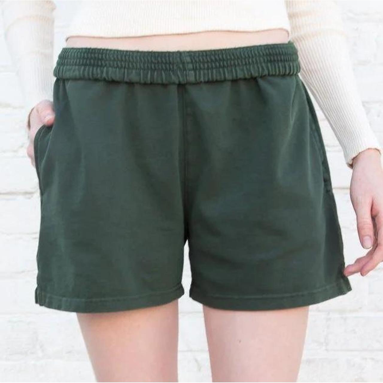 Brandy Melville Women's Green and White Shorts Depop