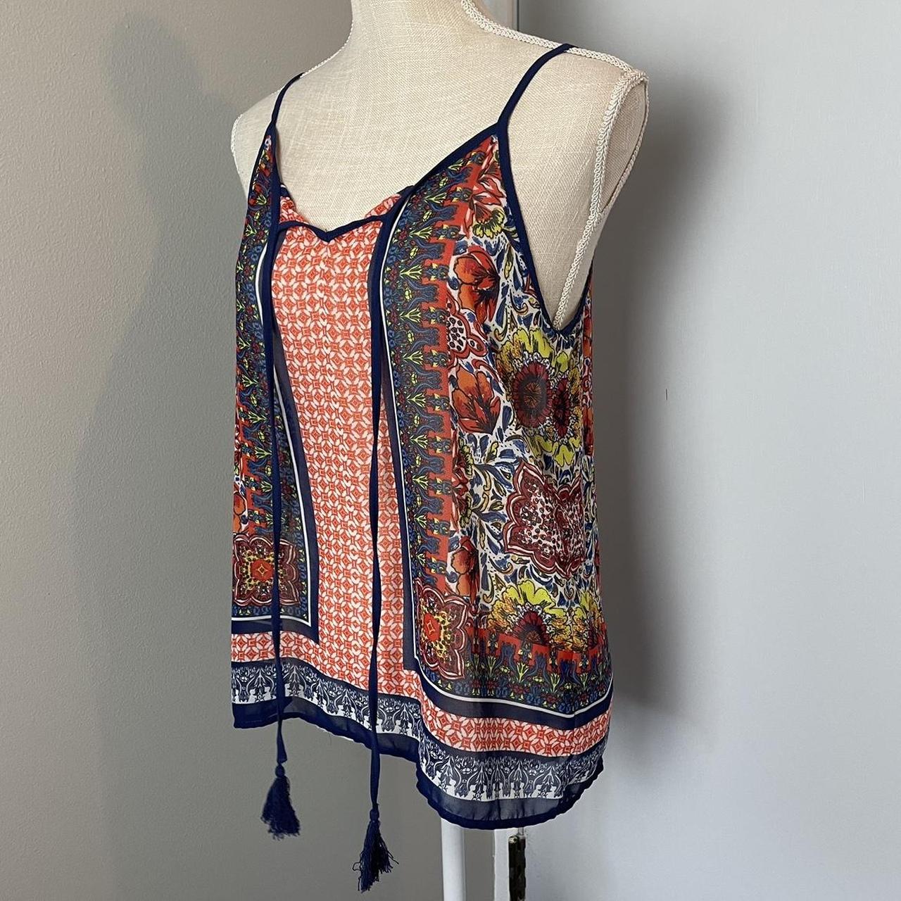 Colorful Print Tank Top, Super cute find. Sheer mesh...