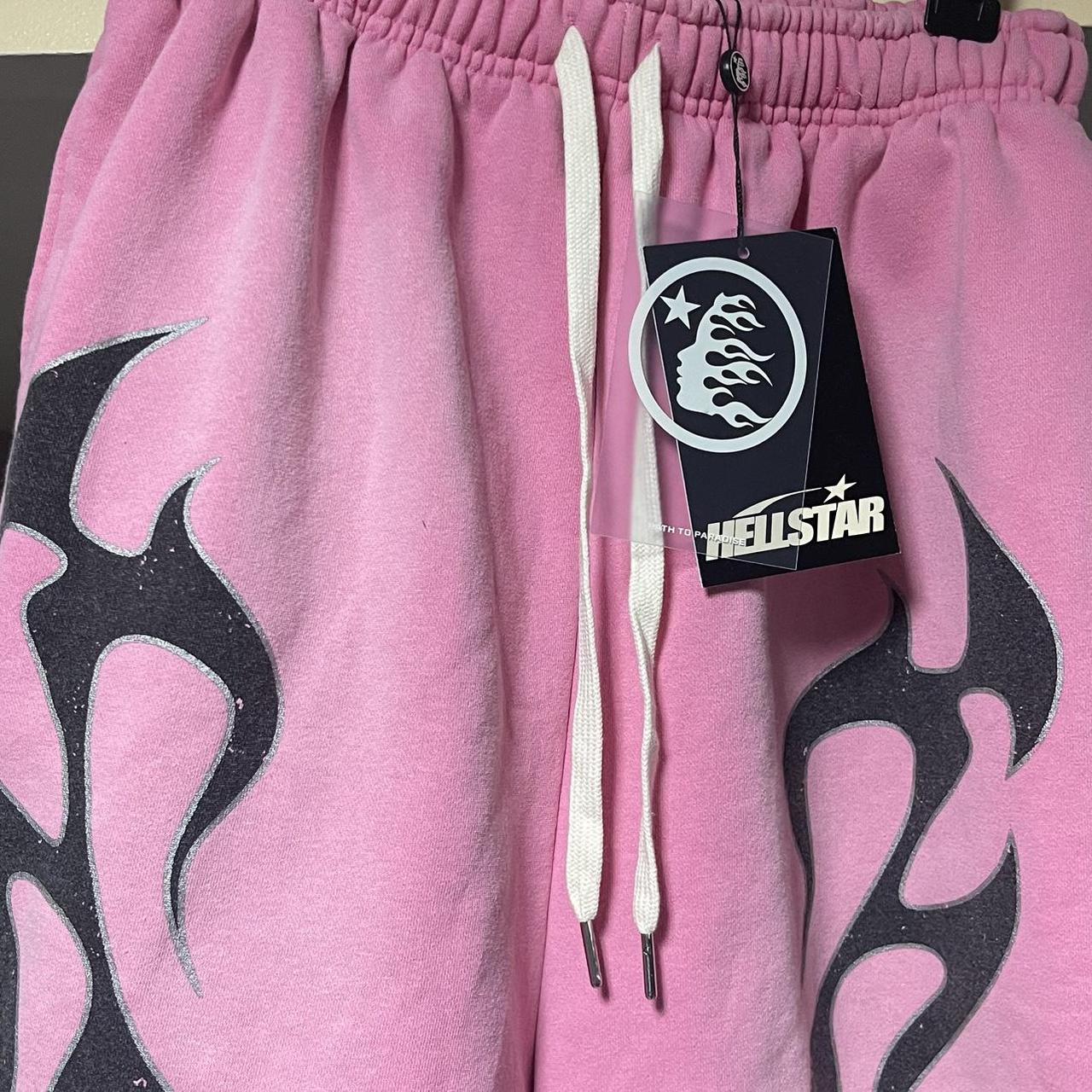 Hellstar pink and black flame shorts with nfc | Depop