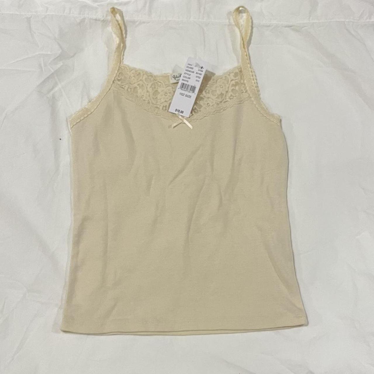 aden cream lace tank top from brandy melville... Depop