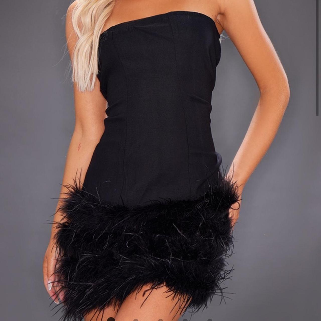 Feather dress pretty little thing hotsell