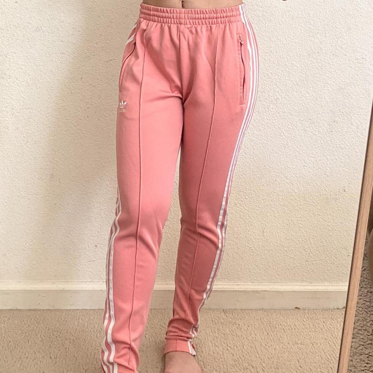 really cute baby pink adidas sweatpants. can unzip... - Depop