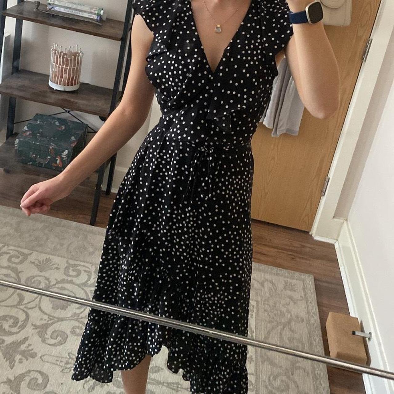 Coast black and store white polka dot dress