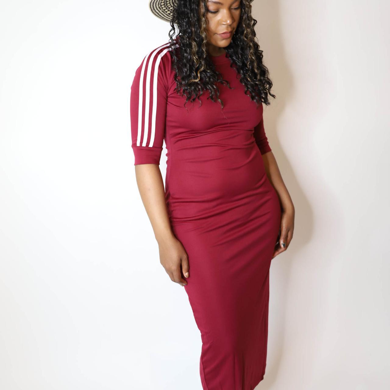 Burgundy and 2024 white striped dress