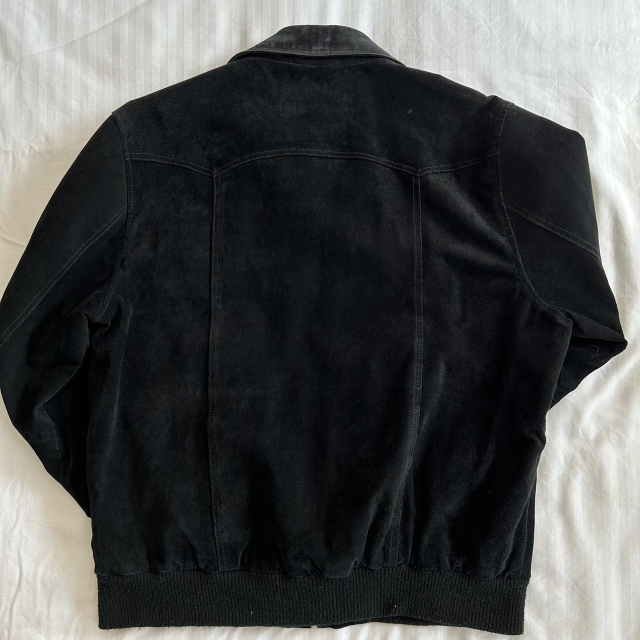 Vintage black suede biker jacket. 4x front... - Depop
