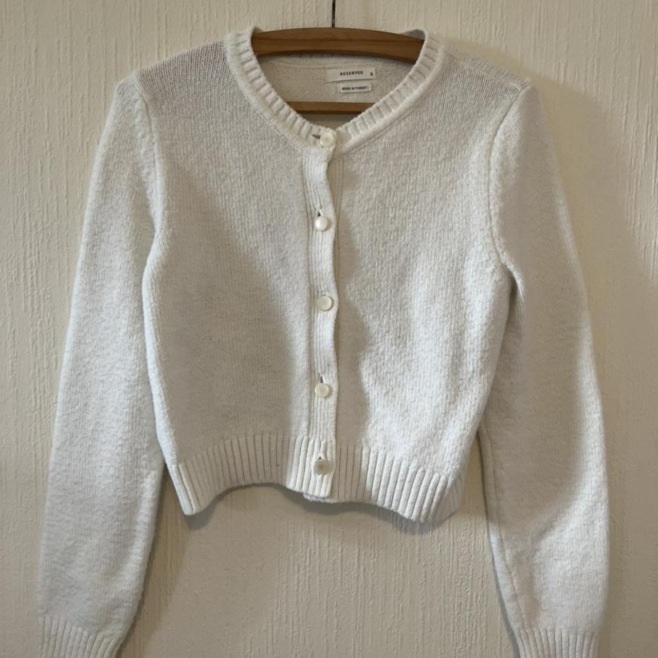 white knitted cardigan / sweater 💌 Thick and warm... - Depop