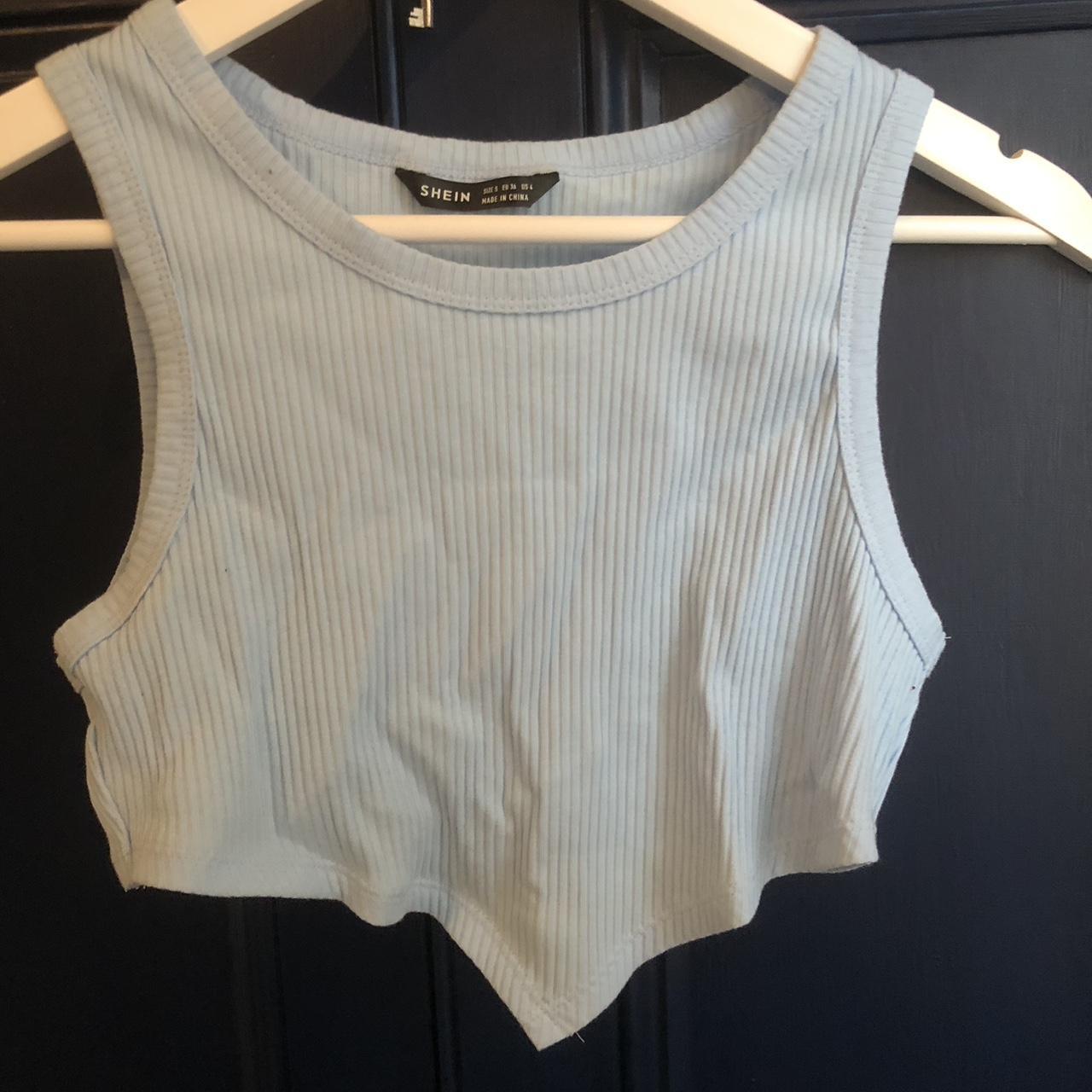 baby blue crop top size small Depop