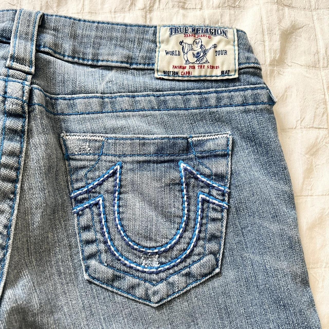 vintage y2k true religion capri skinny jeans size... - Depop