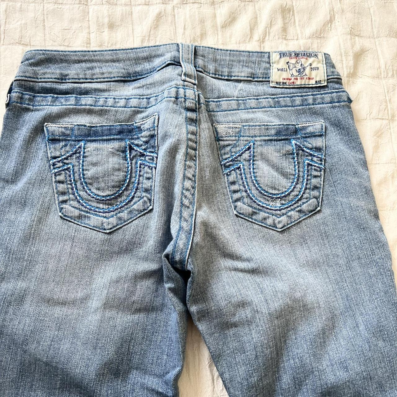 vintage y2k true religion capri skinny jeans size... - Depop