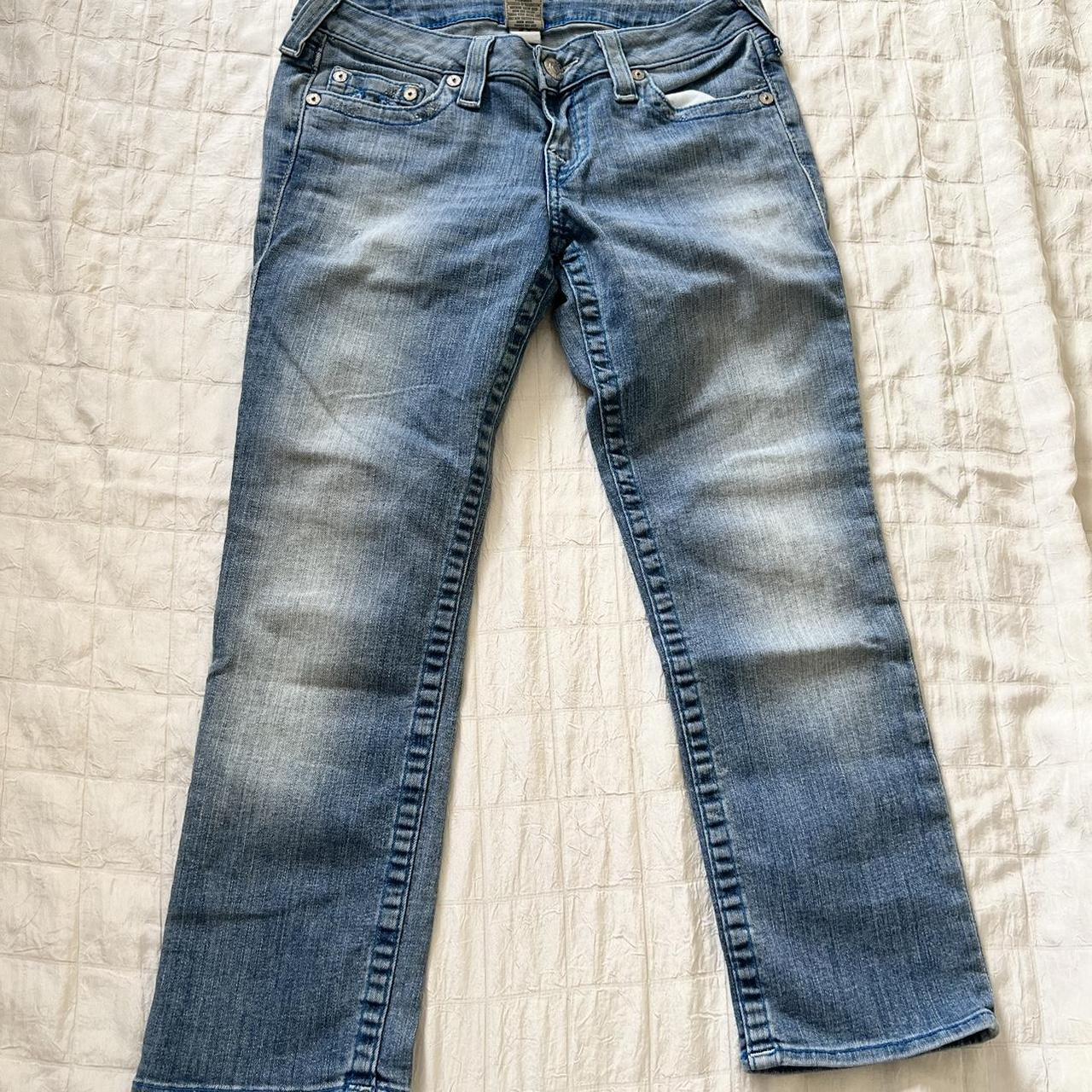vintage y2k true religion capri skinny jeans size... - Depop