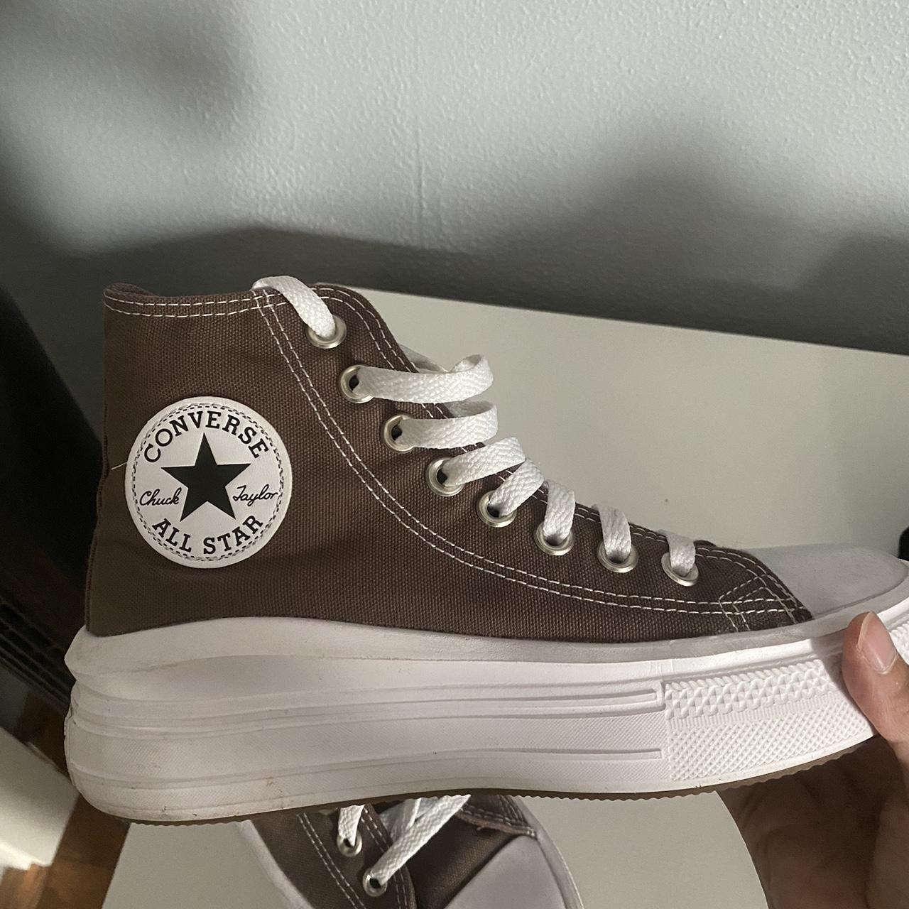 Converse brown platform shoes in women 6.5 -worn a... - Depop