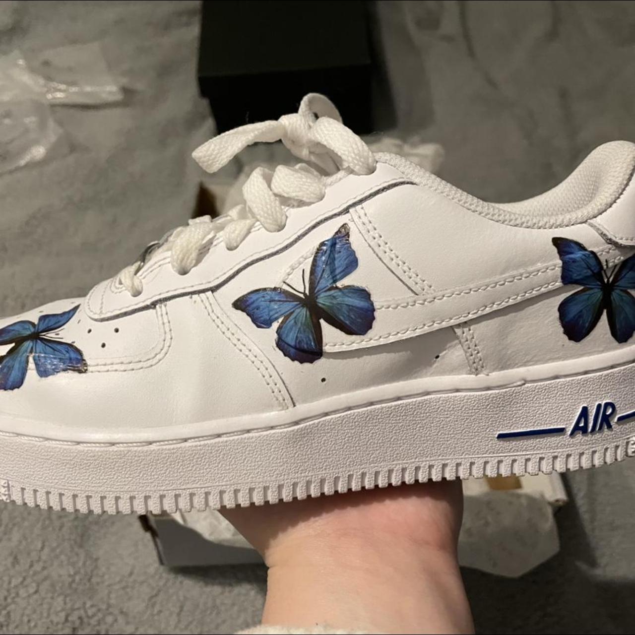 CUSTOM NIKE AIR FORCE 1 BUTTERFLY DESIGN SIZE UK 5.5... - Depop