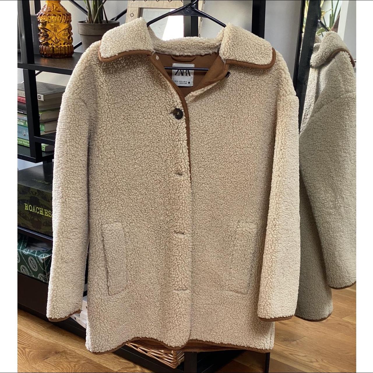 Zara Faux Shearling / Suede Coat. Only worn a couple... - Depop