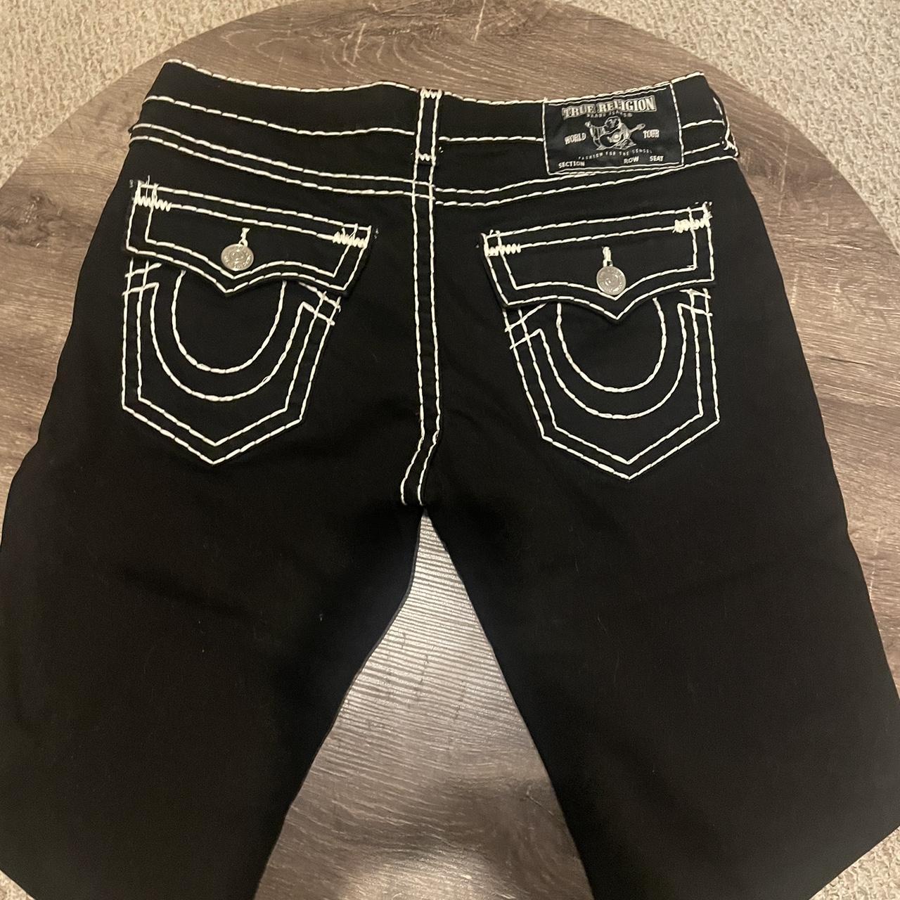true religion jeans white stitch size 34 tried on... - Depop