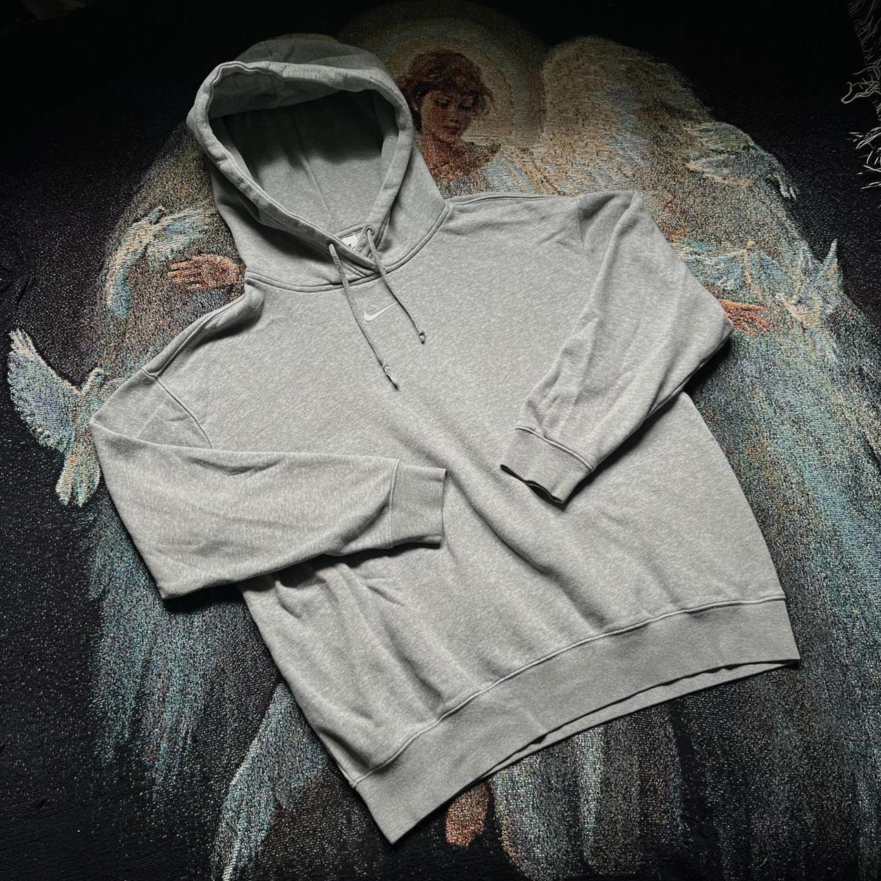 nike hoodie swoosh grey