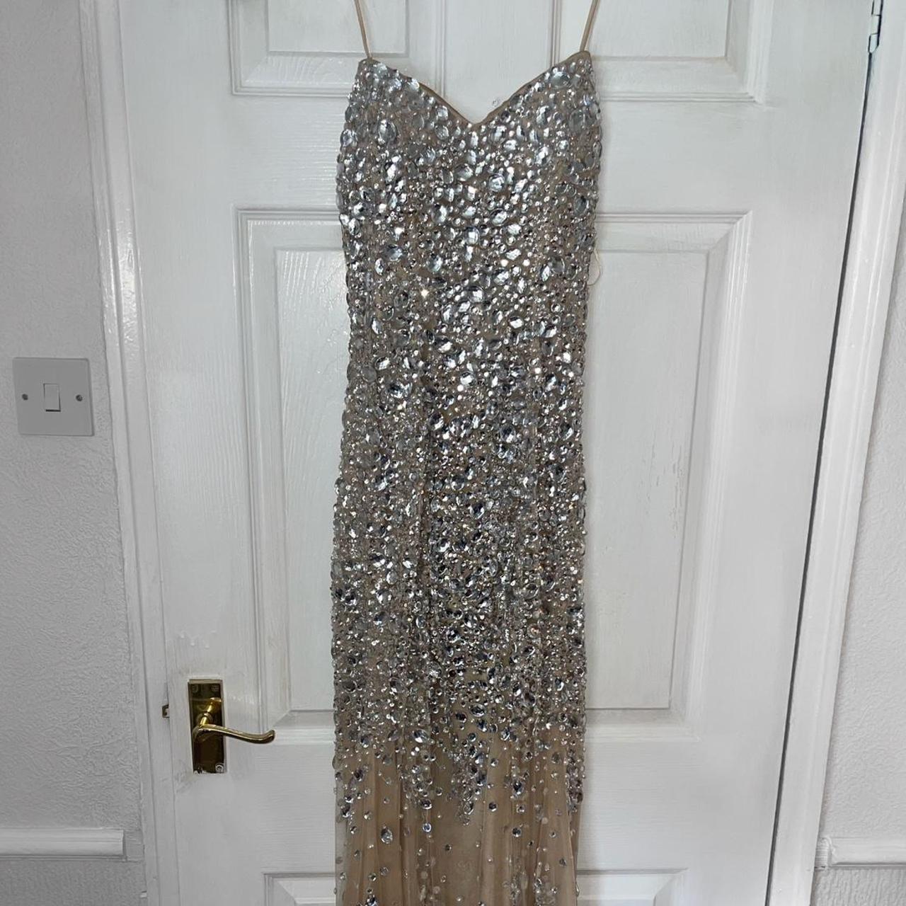 Jovani - Nude and Silver Embellished Prom Dress 4247... - Depop