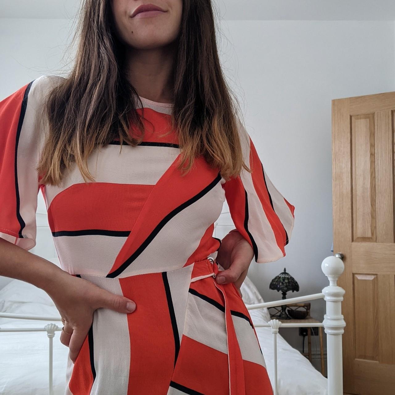 Topshop red sale and pink dress