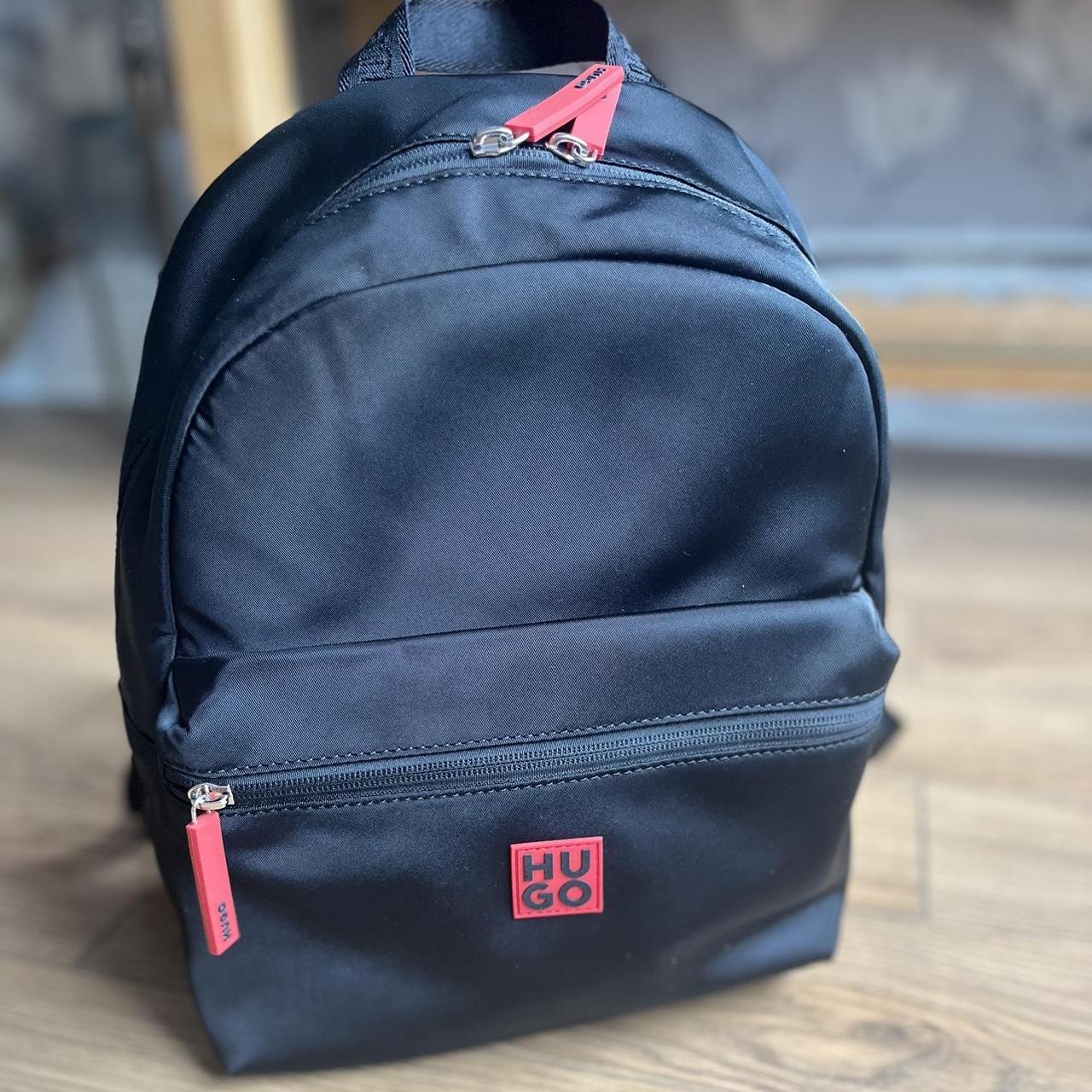 Hugo black small backpack || never used || red... - Depop