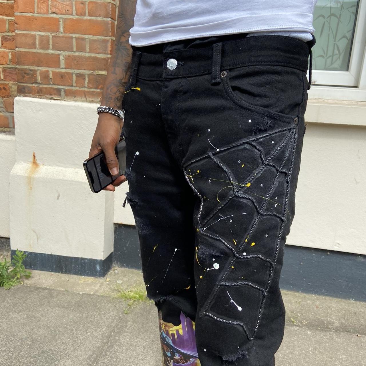 Mobstar men’s custom jeans in black Only 3 left... Depop