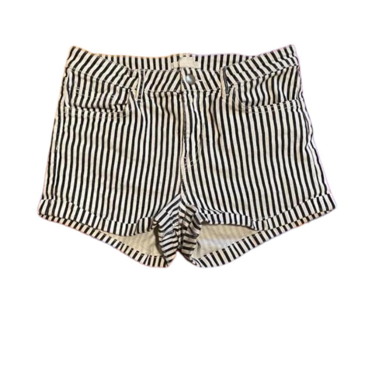 Black & white striped shorts Waist 29 in. Not... - Depop