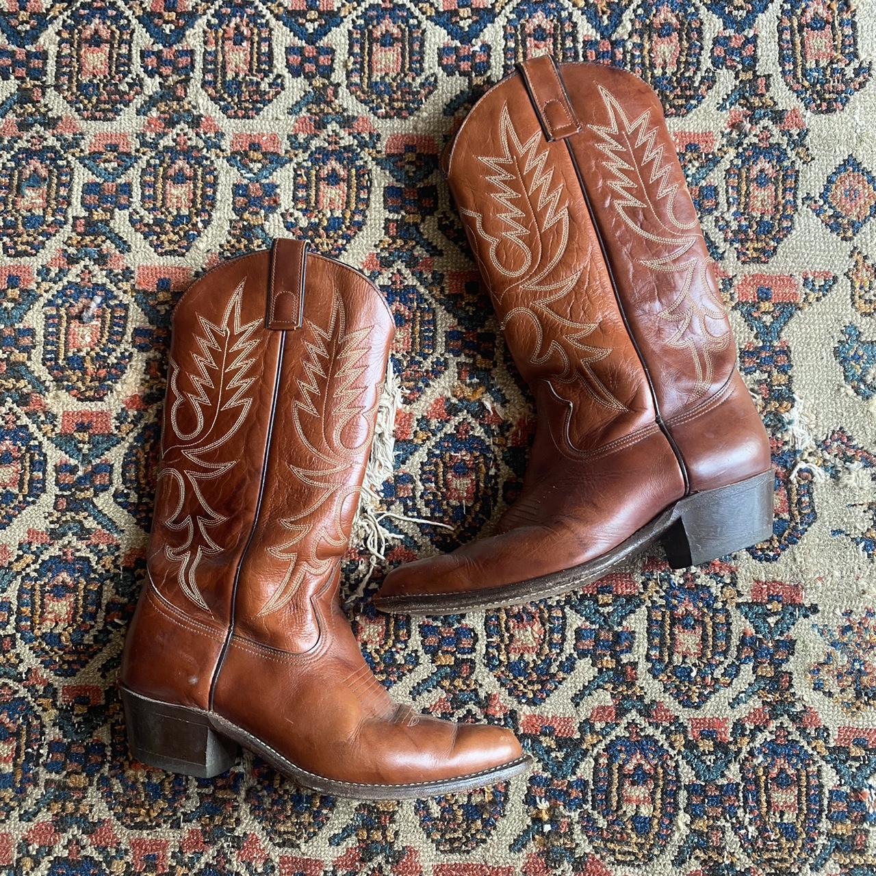 vintage 70s cowboy boots brand texas all american... Depop