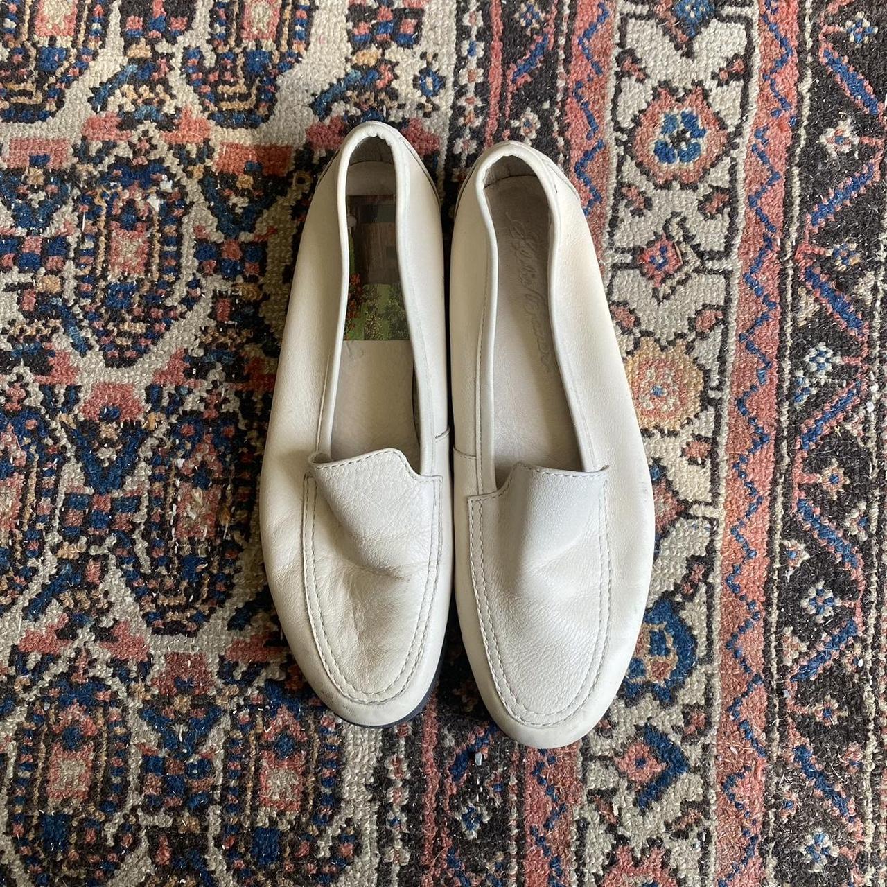 vintage 90s cream leather loafers Depop