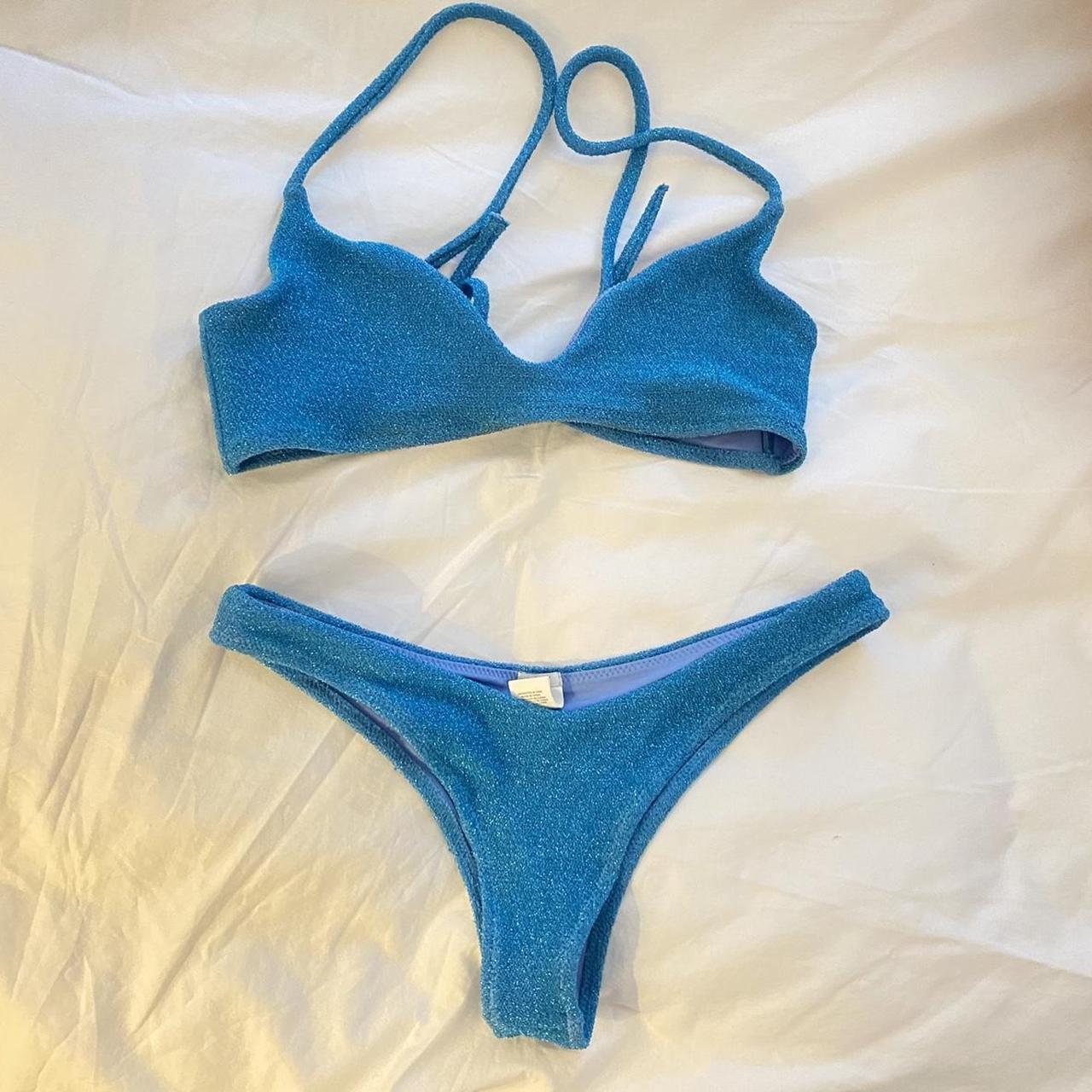 Subdued london blue sparkle glitter bikini similar... - Depop