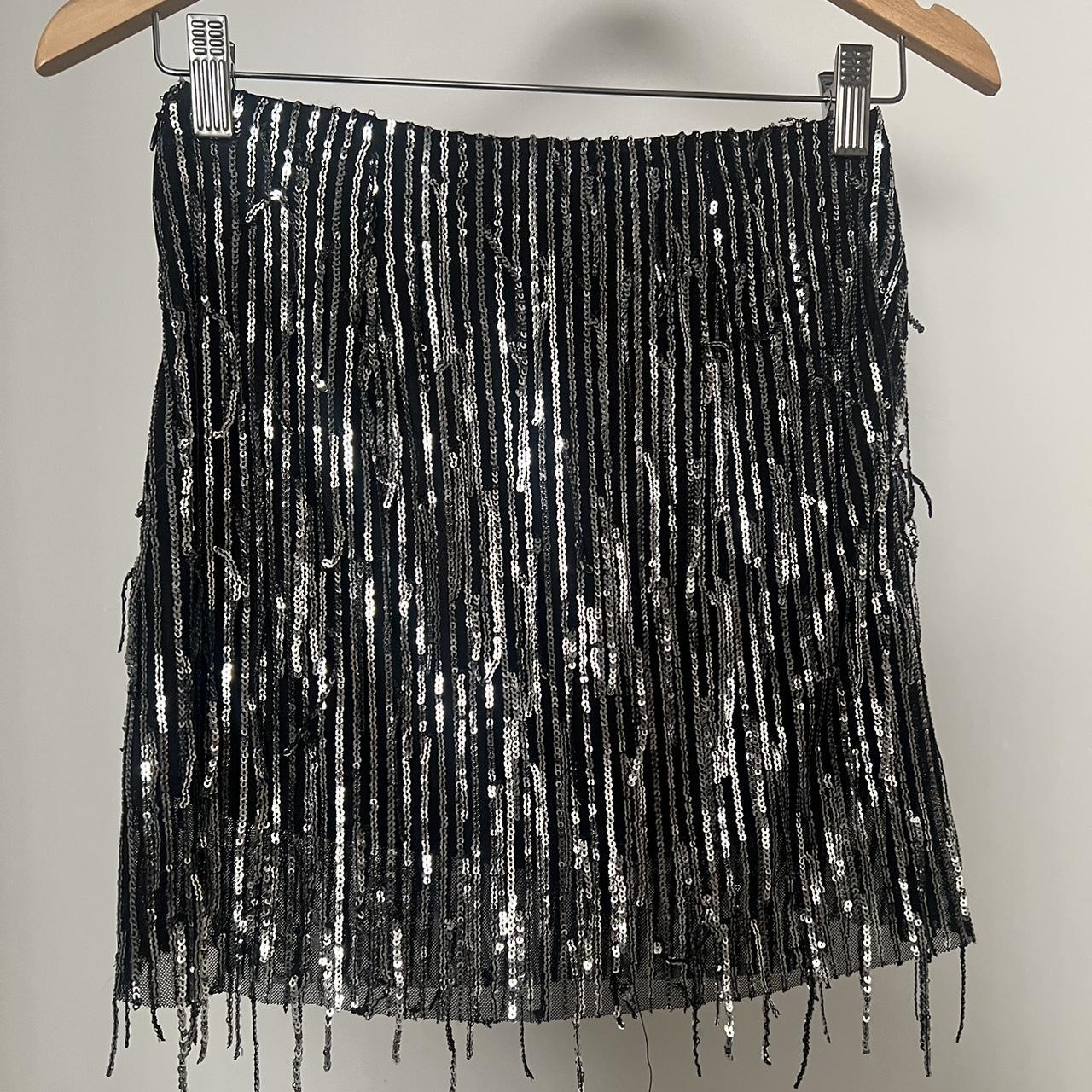 Silver fringe skirt outlet zara