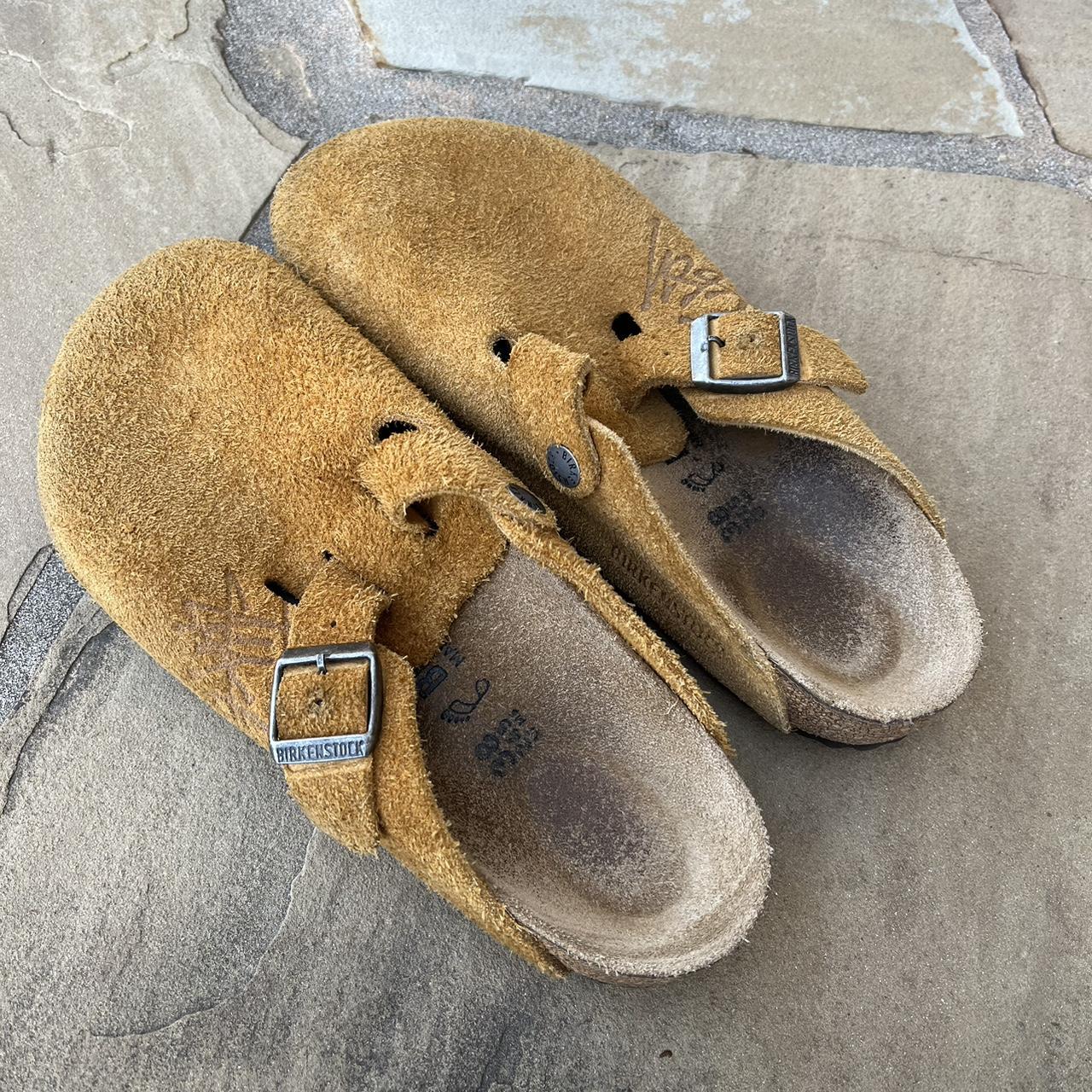 Stussy x Birkenstock Boston Clog Caramel Worn but Depop