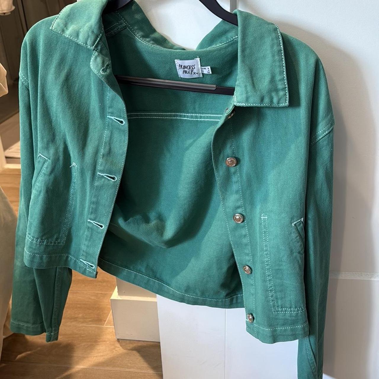 Princess Polly Women's Jacket - Green - 4 – Princess Polly Green denim cropped jacket #denimjacket …