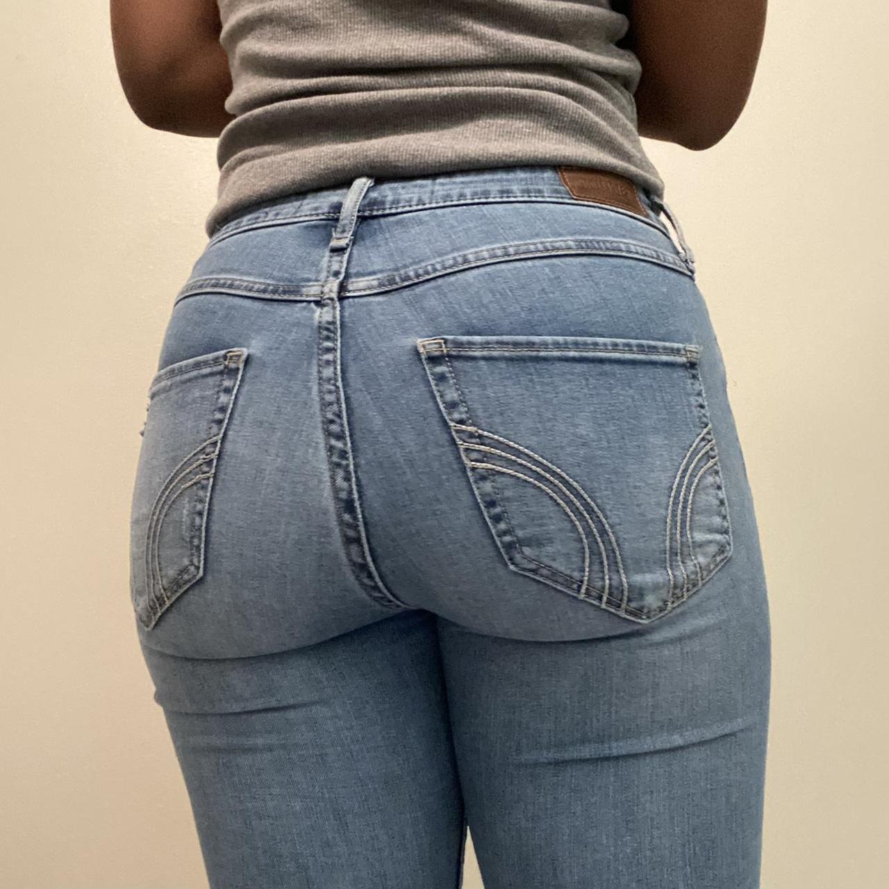 Stretchy light-wash ripped Hollister jeans! They are - Depop