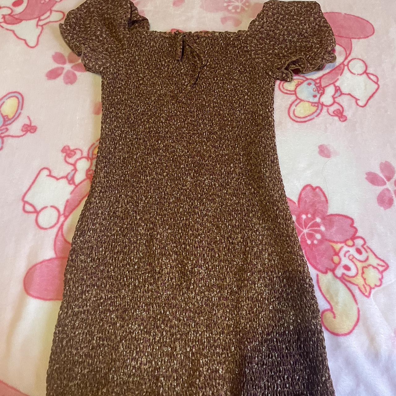 Brandy Melville Women's Brown and Yellow Dress Depop