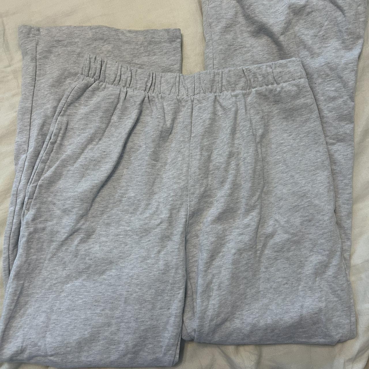 brandy melville flared heather gray sweat pands... Depop