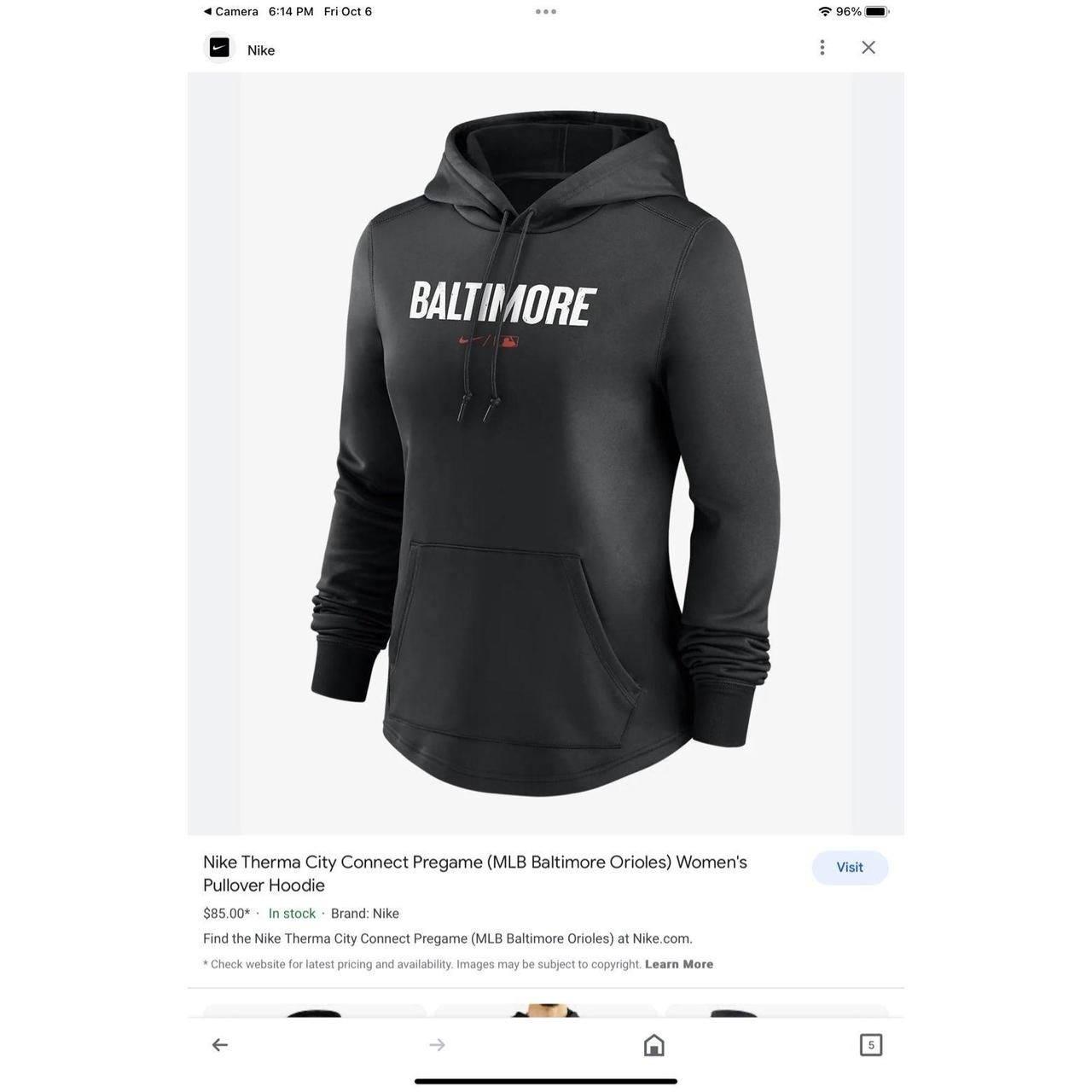 Baltimore Orioles Nike City Connect Therma Hoodie - Mens