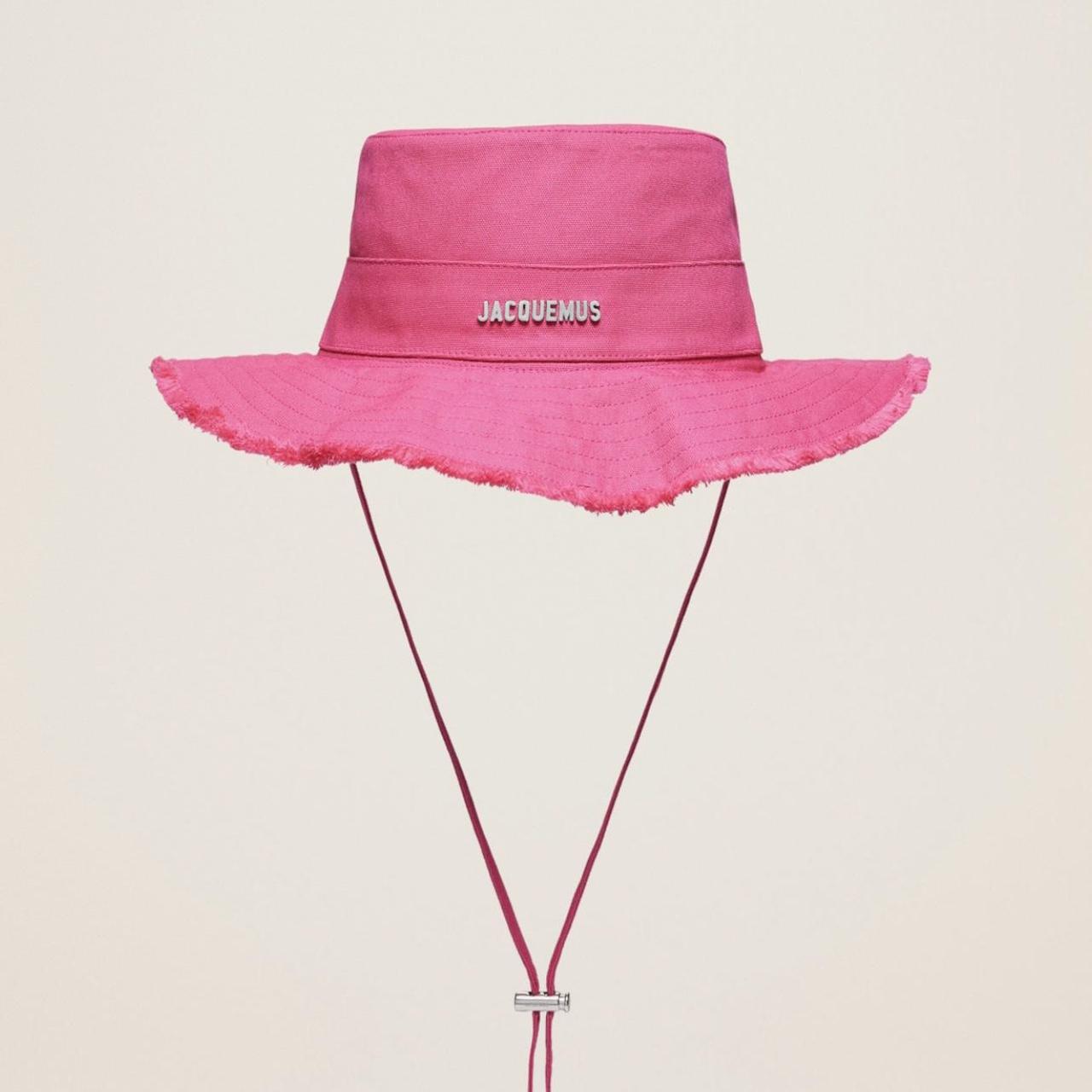 Jacquemus Large Brim Bucket Hat in magenta worn... - Depop