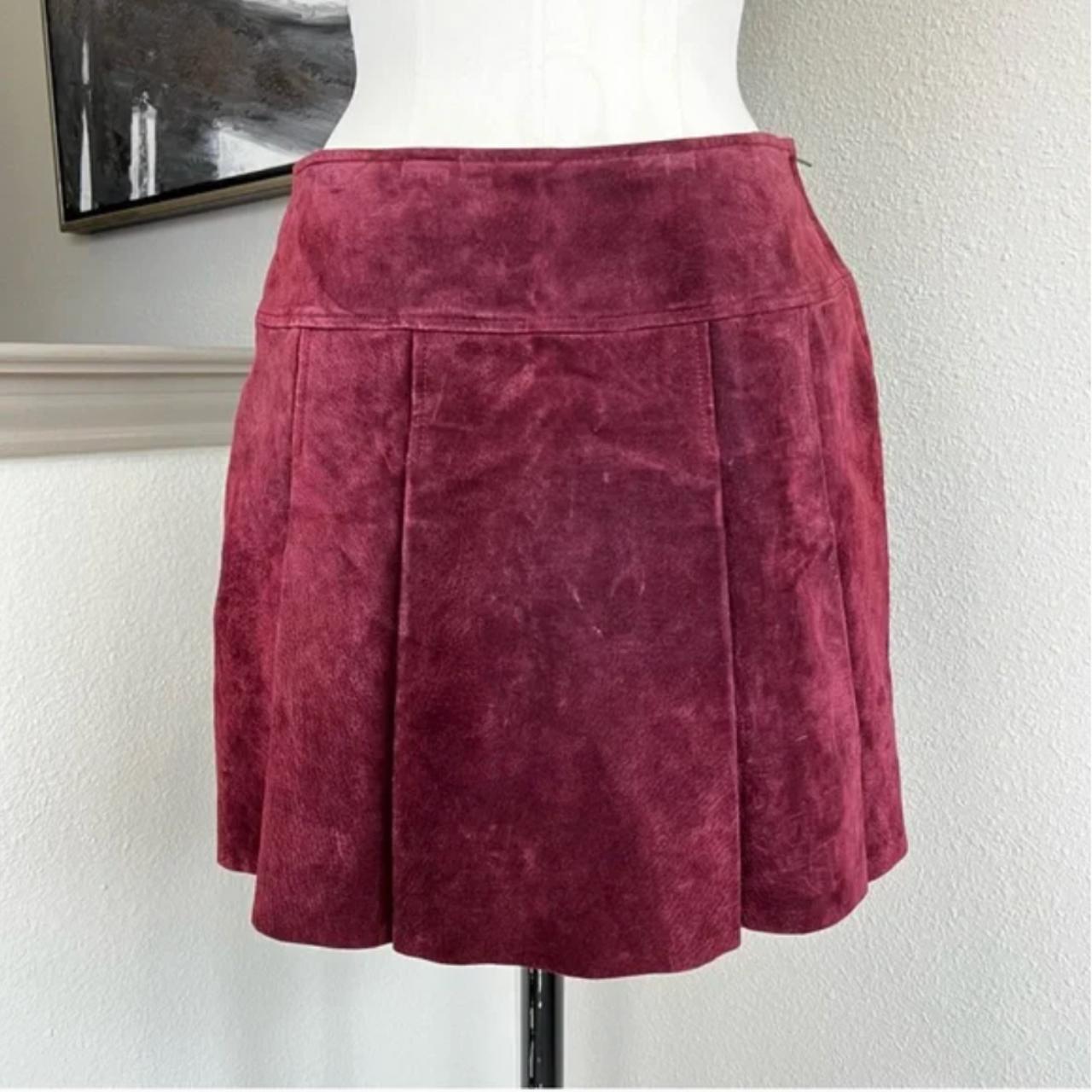 Maroon suede mini on sale skirt