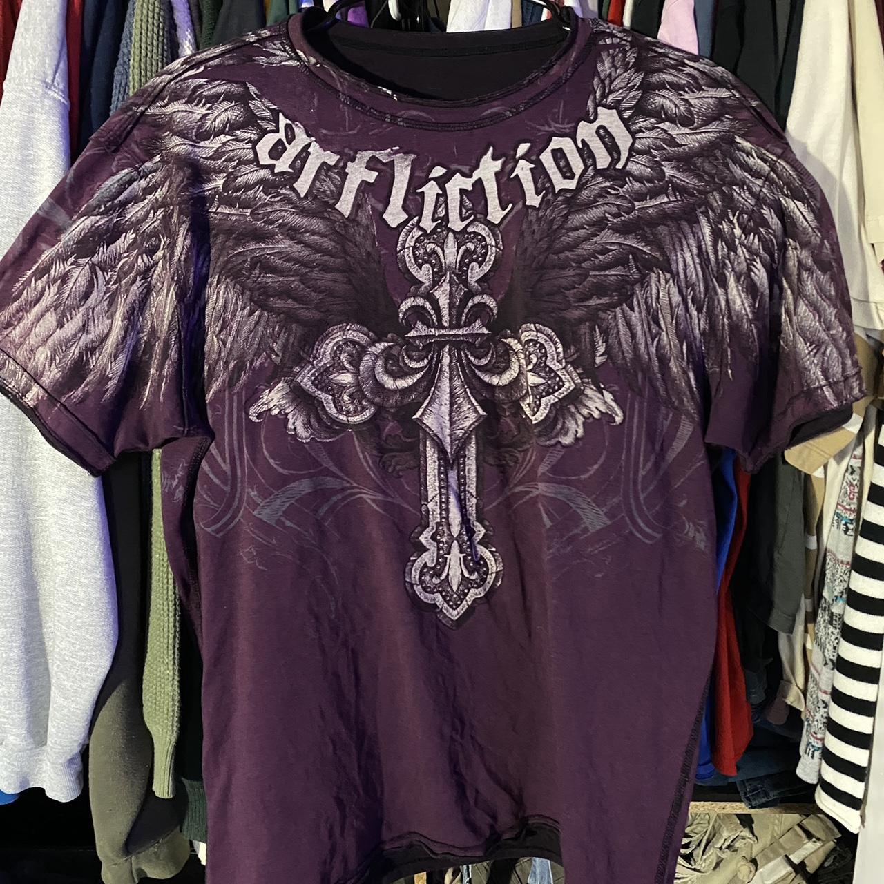 Affliction Men's Purple and Black T-shirt