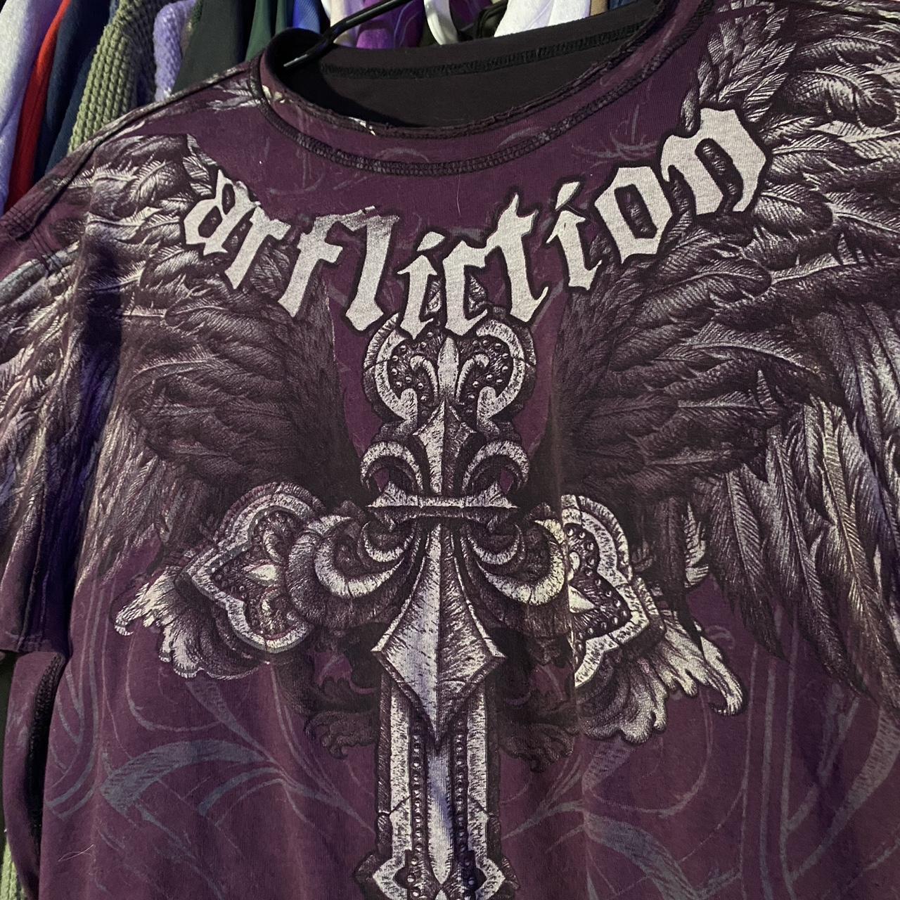 Affliction Men's Purple and Black T-shirt (2)