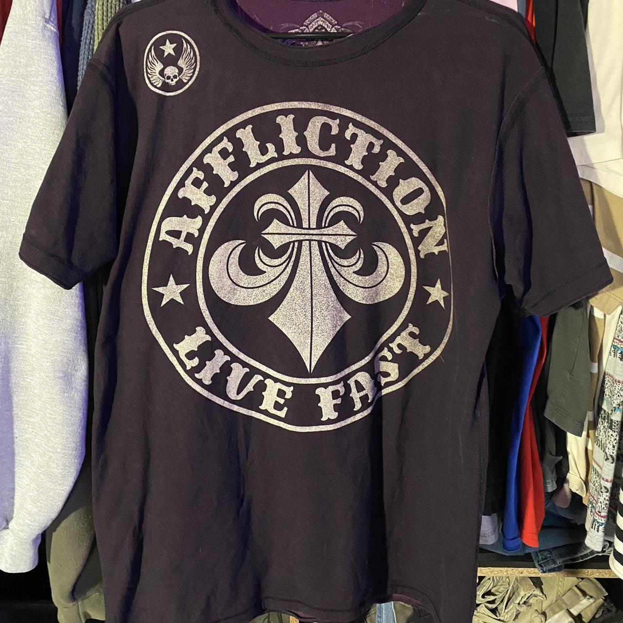 Affliction Men's Purple and Black T-shirt (4)