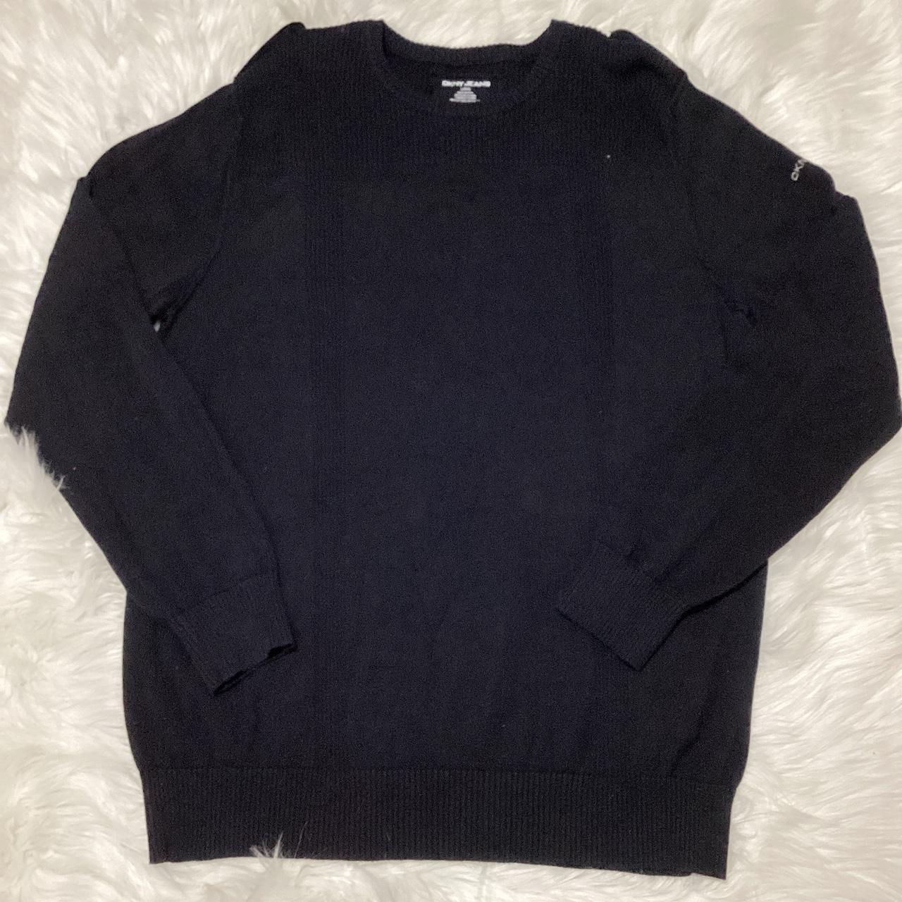 DKNY Men’s Black Round Neck Long Sleeve Knit Sweater... - Depop