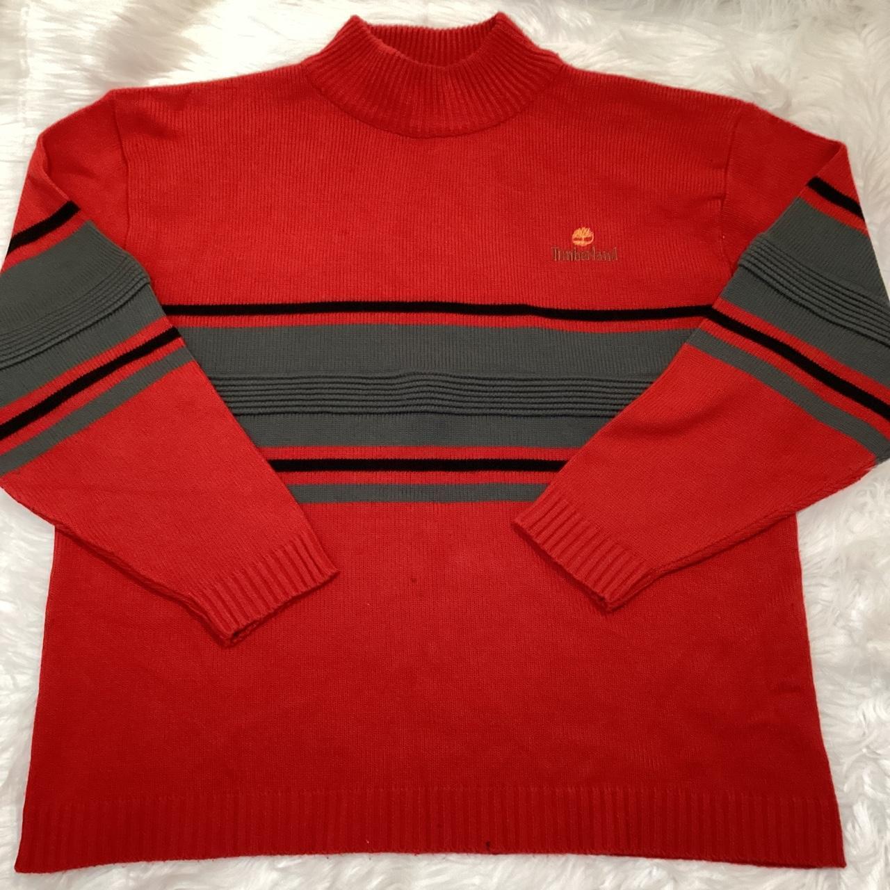 Timberland Men's Red and Grey Jumper
