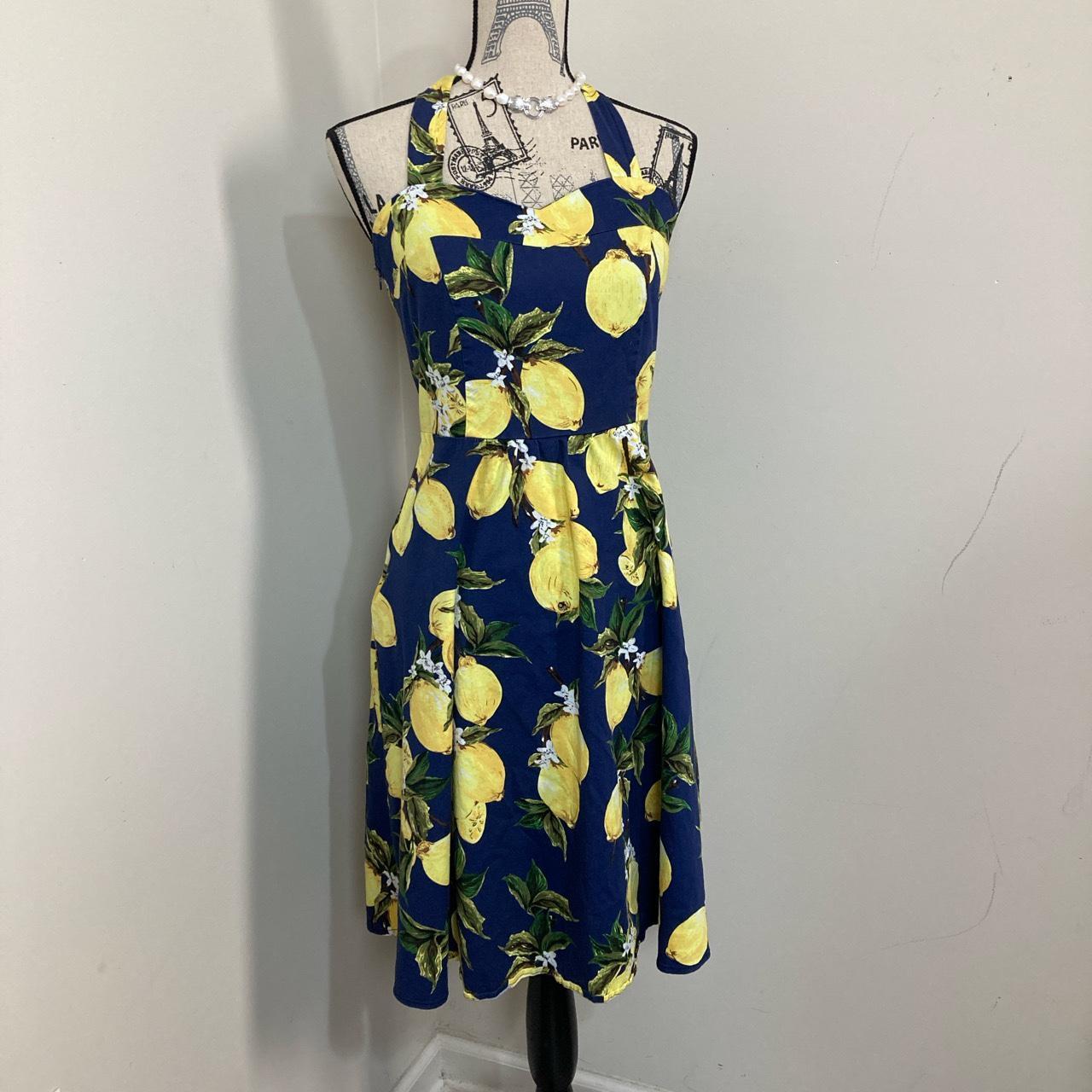 Navy lemon print outlet dress