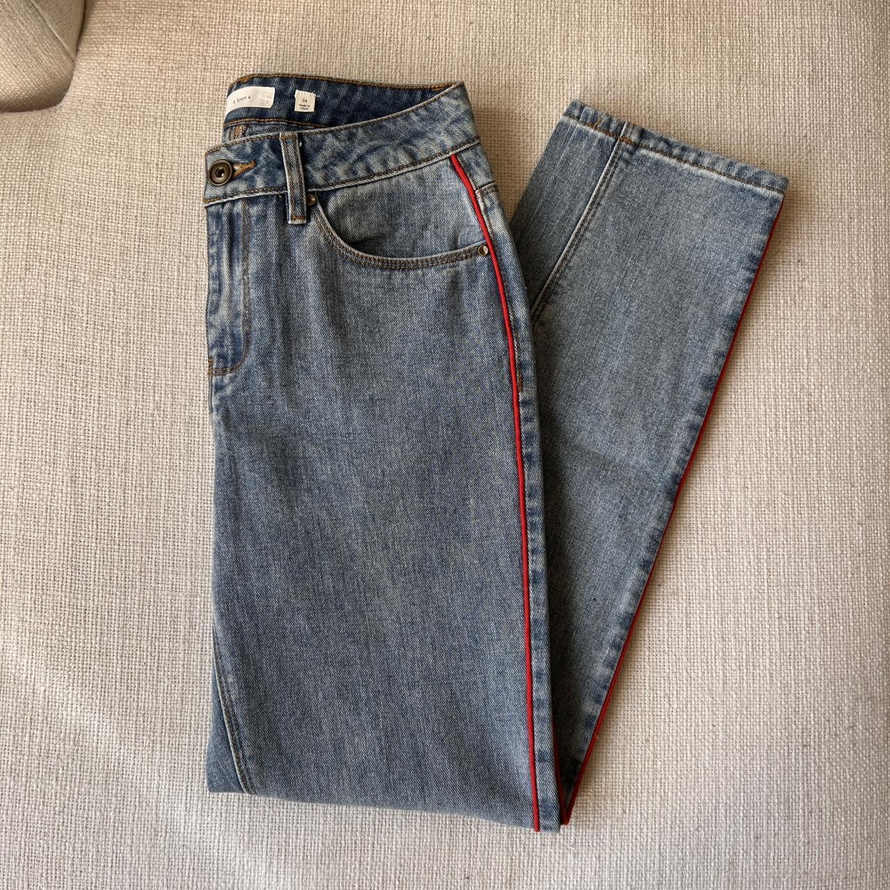A Loves A Women's Blue and Red Jeans