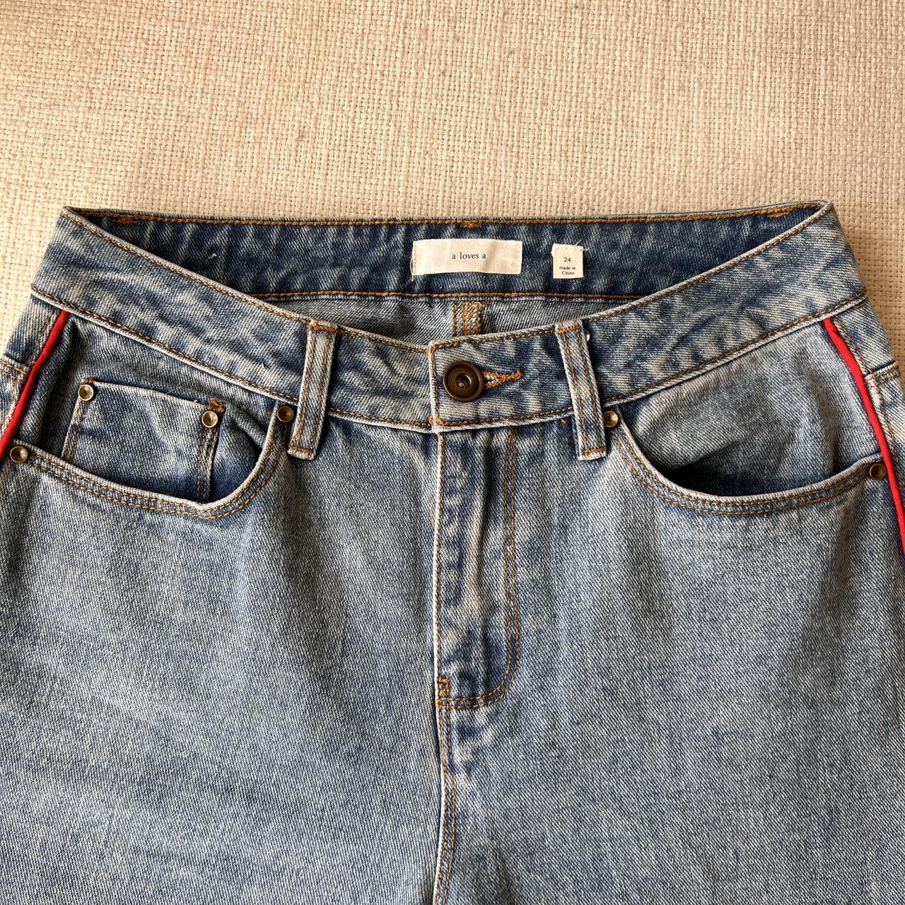 A Loves A Women's Blue and Red Jeans (2)
