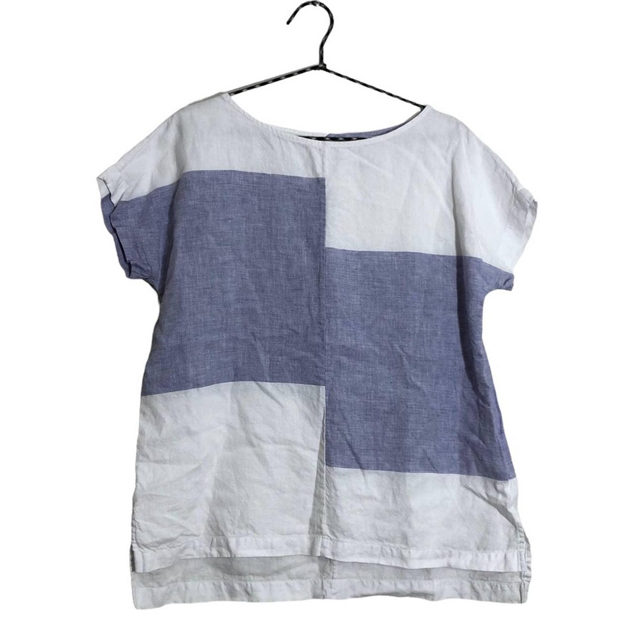 Pure Jill J.Jill Linen Purple & White Color Block... Depop