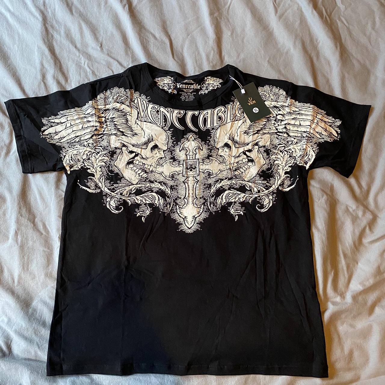 Affliction style venecables Skull style tshirt -... - Depop