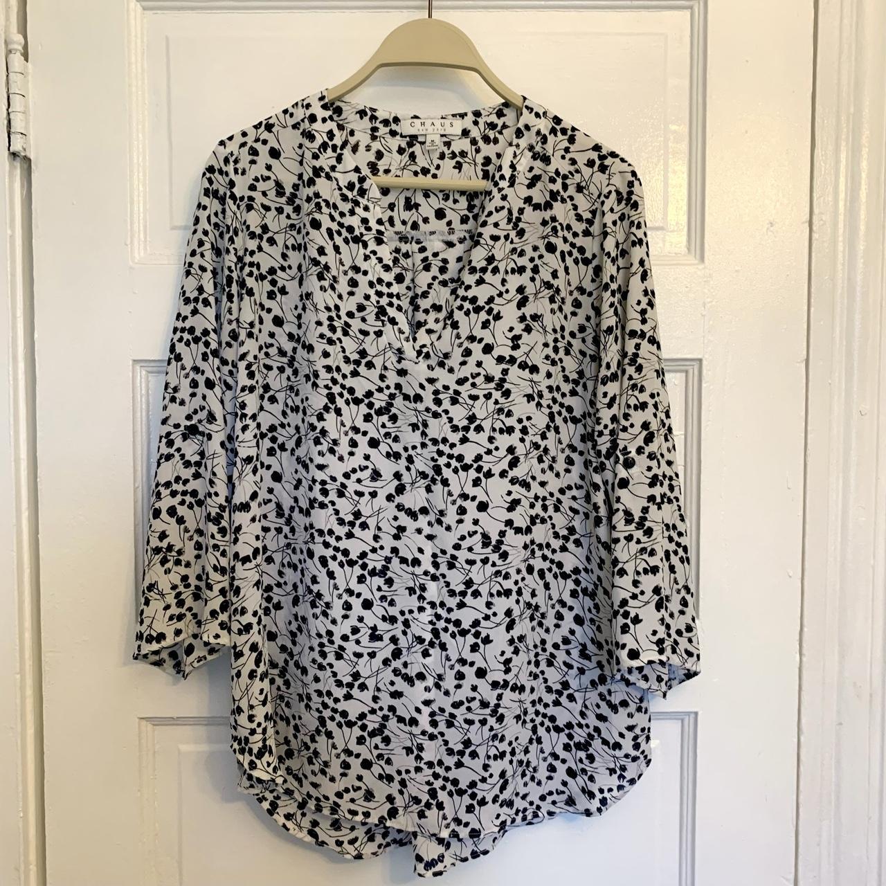 Women's White and Black Blouse | Depop