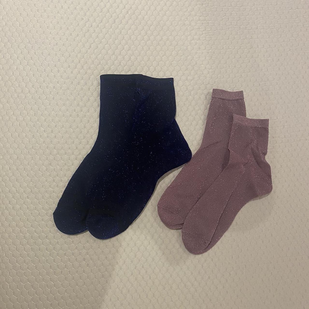 Two pairs of sparkly ankle socks. One pair blue with... - Depop