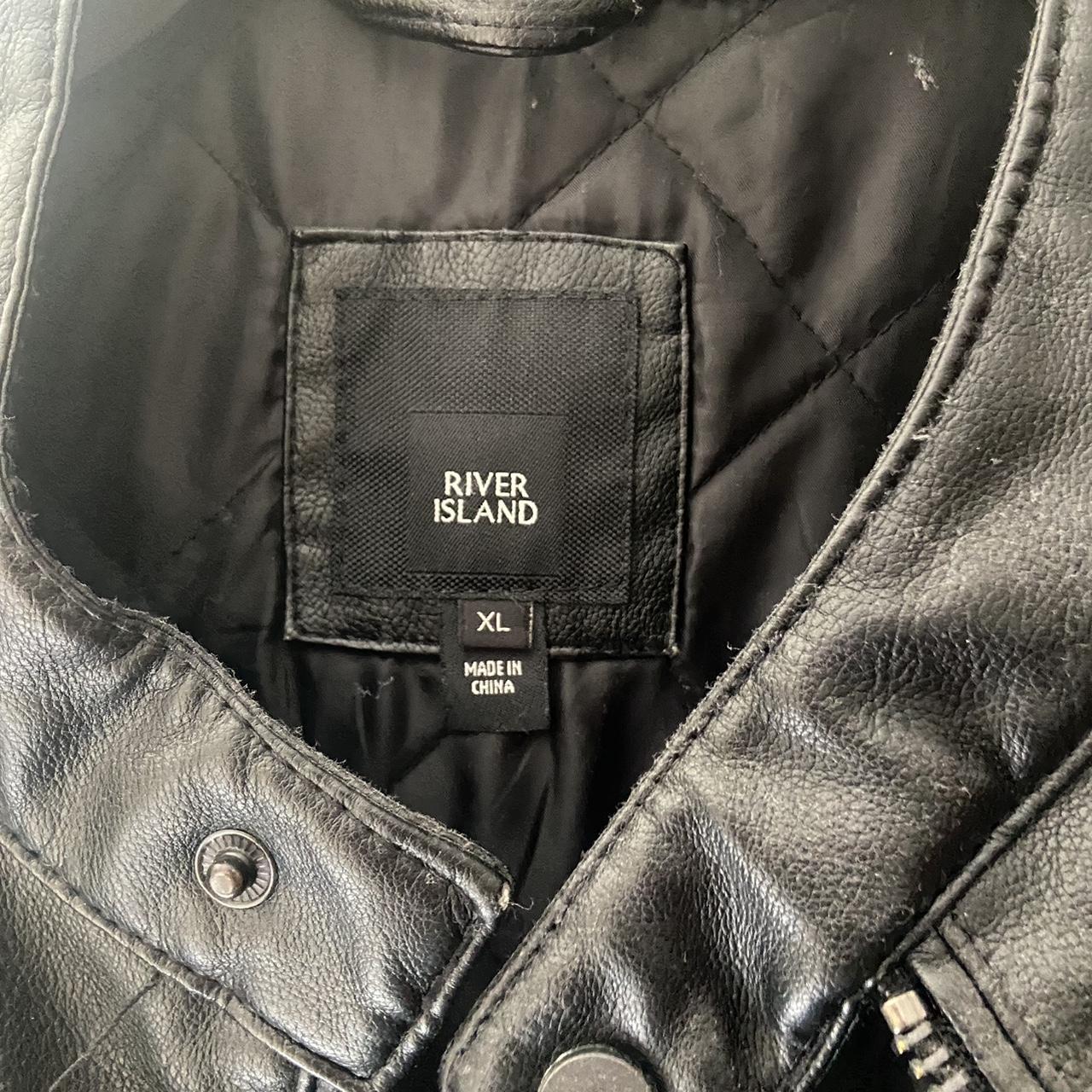 River island men’s Leather Jacket XL #River Island... - Depop