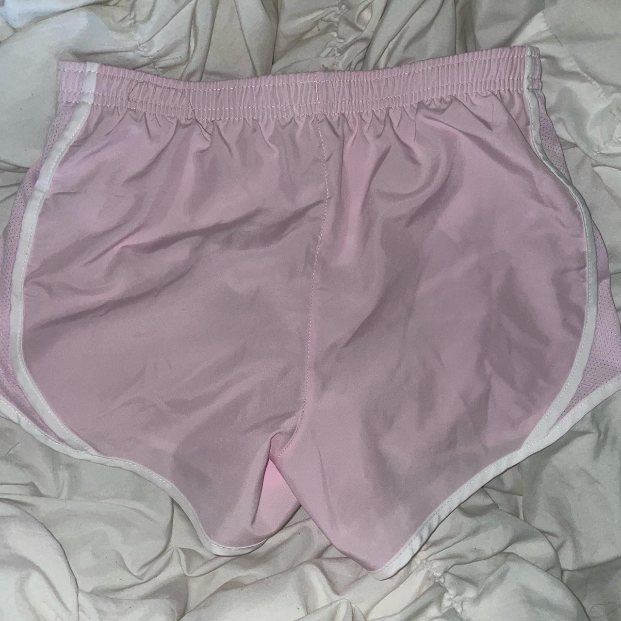baby pink nike running shorts brand new size m fits... - Depop